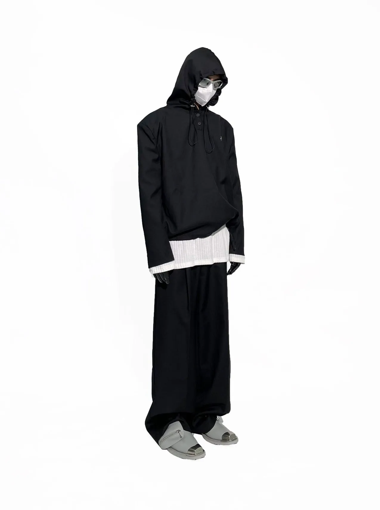 Slim Quarter-Button Hooded Windbreaker